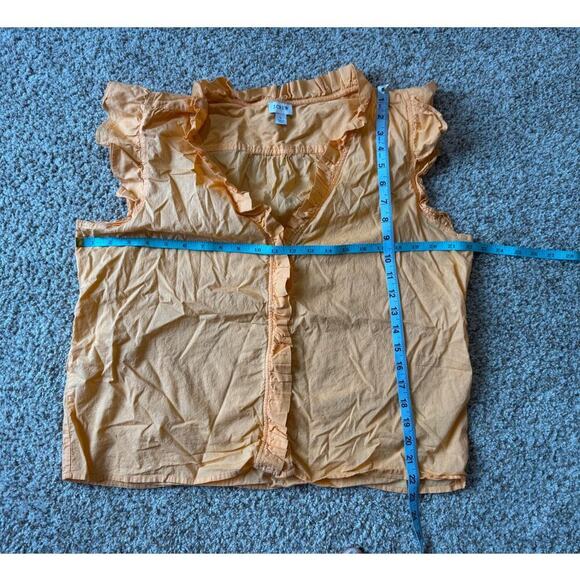 J. CREW Button up, sleeveless, ruffled blouse, women's Large; Lightweight cotton - Picture 4 of 8